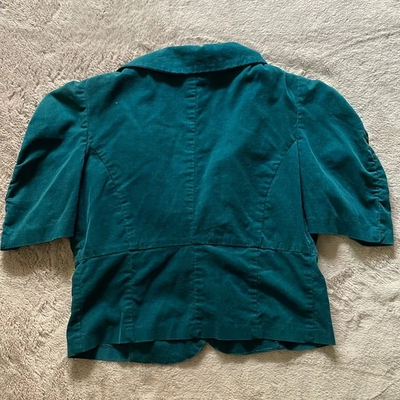 Cropped Teal Corduroy Blazer Sz S - Picture 4 of 6